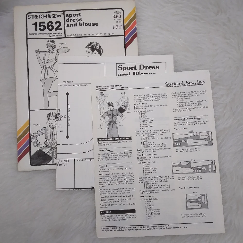 STRETCH & SEW 1562 Bust 28-44 Sport Dress and Blouse